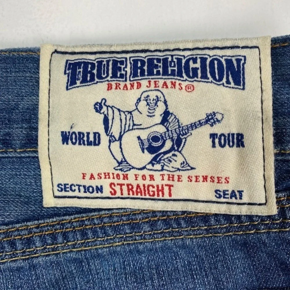True Religion Straight Old Multi QT Mens Blue Denim‎ Jeans Size 38